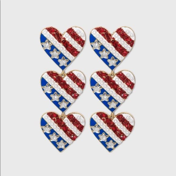 BaubleBar SugarFix Star Spangled Heart Earrings - Picture 1 of 4
